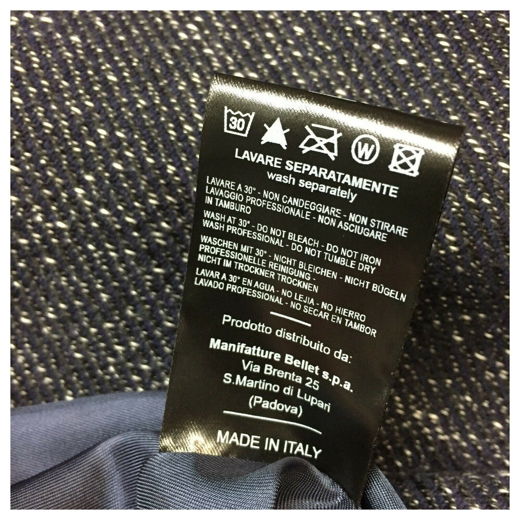 PRET A PORTER VENEZIA cappotto donna lungo sciallato fantasia blu/grigio/bianco art OLAF MADE IN ITALY