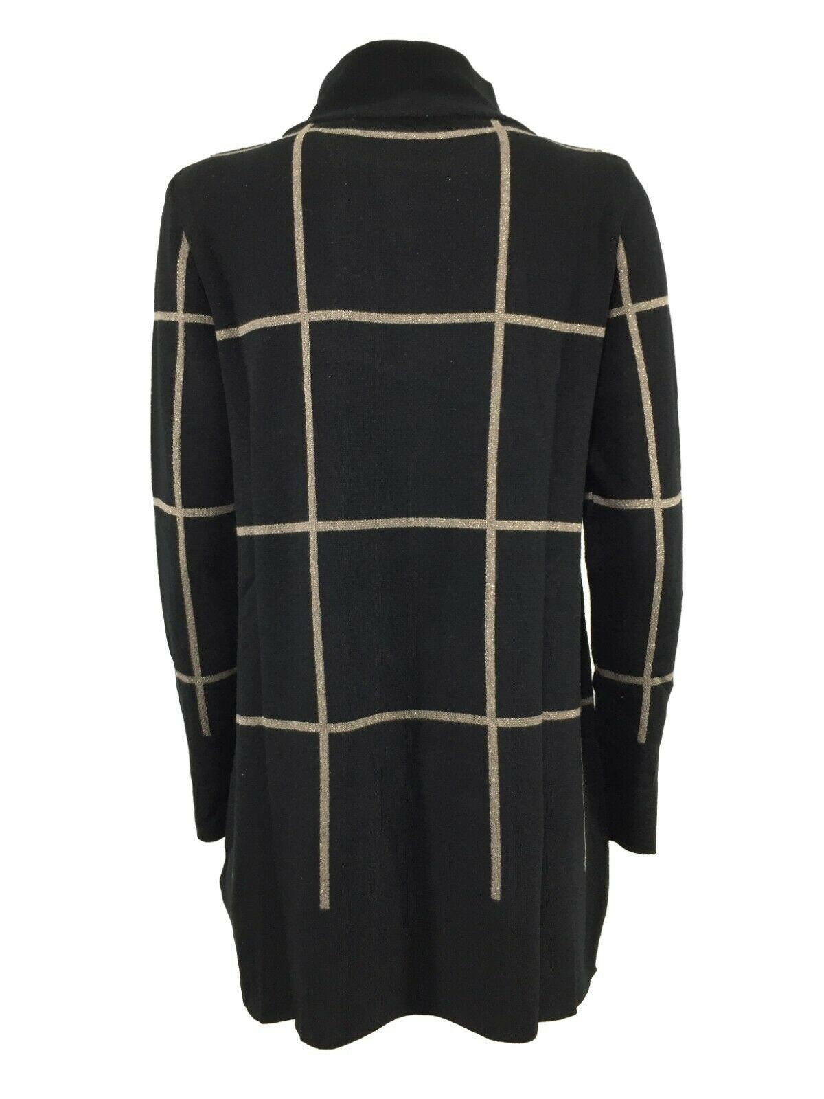 ANNA SERAVALLI maxi maglia donna nero quadri oro lurex art S1039  MADE IN ITALY