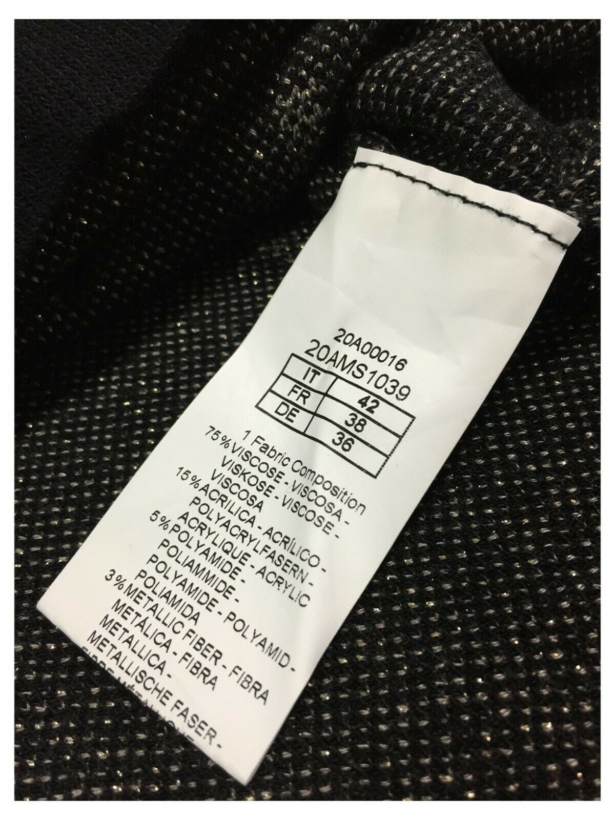 ANNA SERAVALLI maxi maglia donna nero quadri oro lurex art S1039  MADE IN ITALY