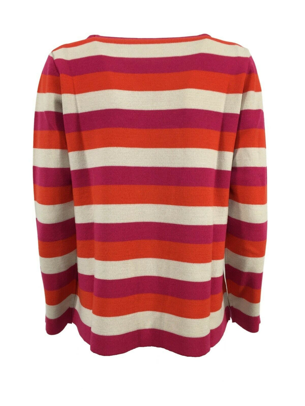 ANNA SERAVALLI maglia donna girocollo righe fuxia/arancio/panna art S1043 50% lana 50% acrilico MADE IN ITALY