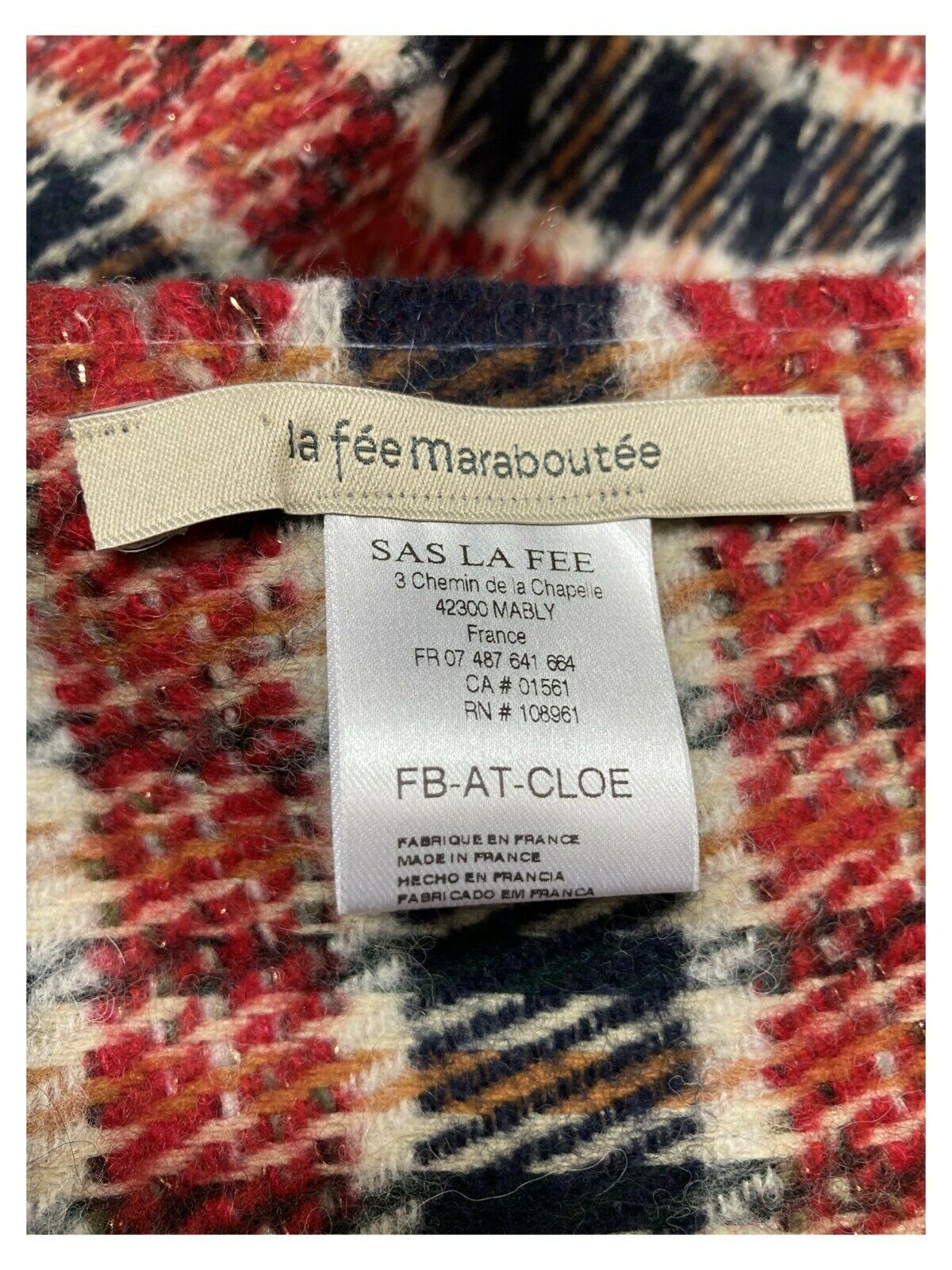 LA FEE MARABOUTEE sciarpa donna quadri multicolor art FB-AT-CLOE MADE IN FRANCE