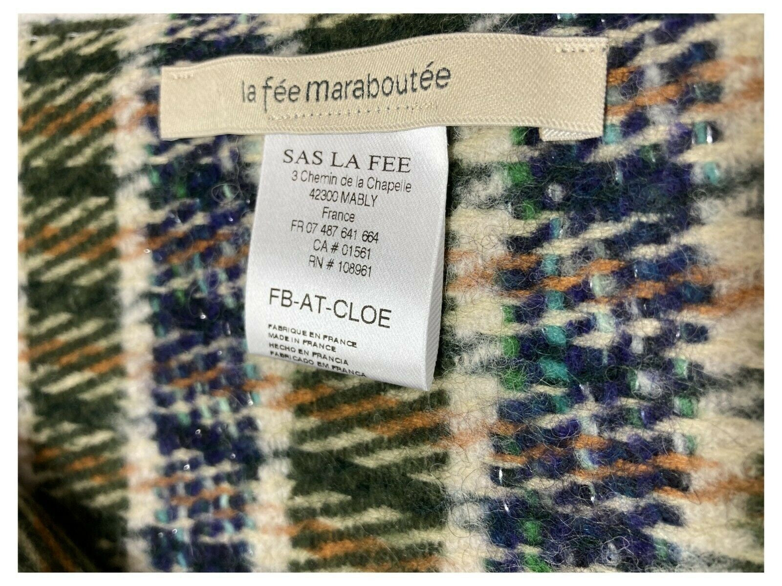 LA FEE MARABOUTEE sciarpa donna quadri multicolor art FB-AT-CLOE MADE IN FRANCE