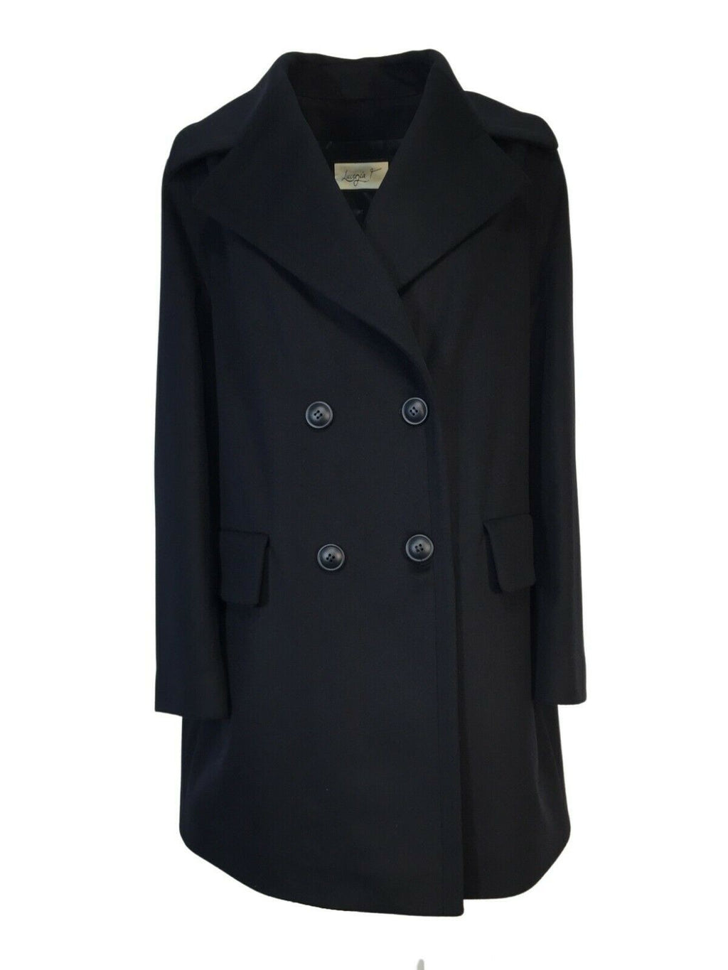 LUCREZIA T giaccone donna doppiopetto blu art LT21604LU550 100% lana MADE IN ITALY