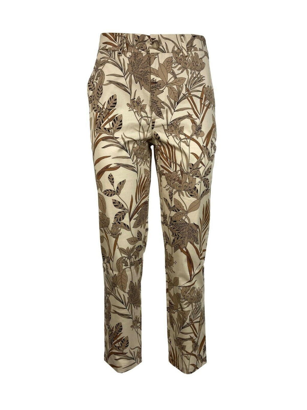 LA FEE MARABOUTEE pantalone donna fantasia floreale beige/cuoio art FA-PA-MONA 97% cotone 3% elastan MADE IN ITALY