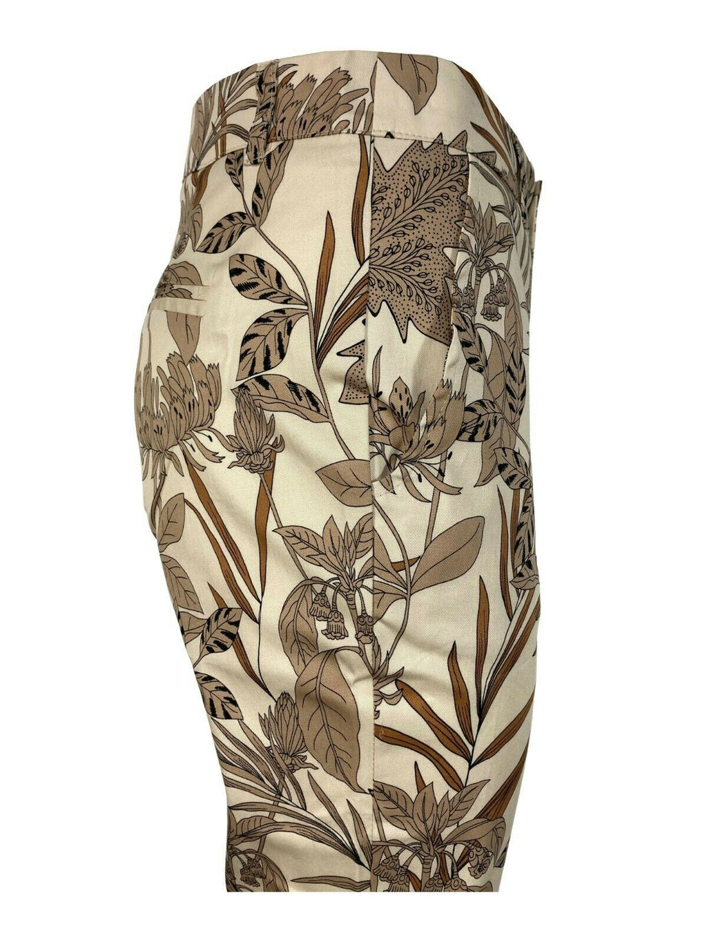LA FEE MARABOUTEE pantalone donna fantasia floreale beige/cuoio art FA-PA-MONA 97% cotone 3% elastan MADE IN ITALY