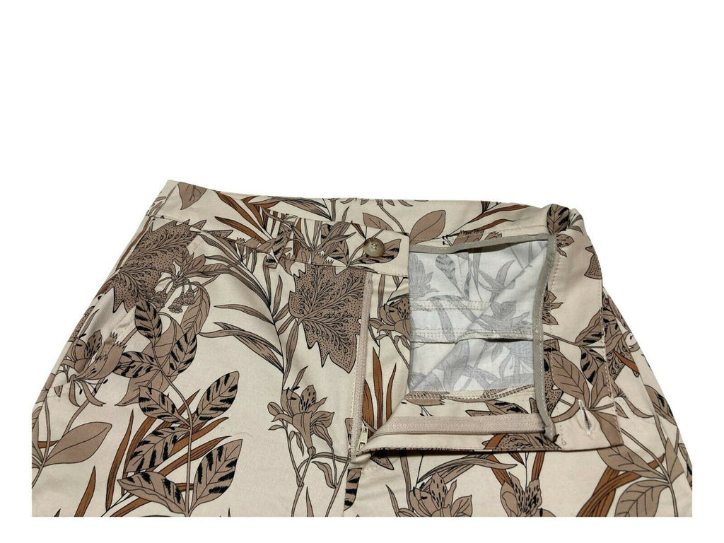 LA FEE MARABOUTEE pantalone donna fantasia floreale beige/cuoio art FA-PA-MONA 97% cotone 3% elastan MADE IN ITALY