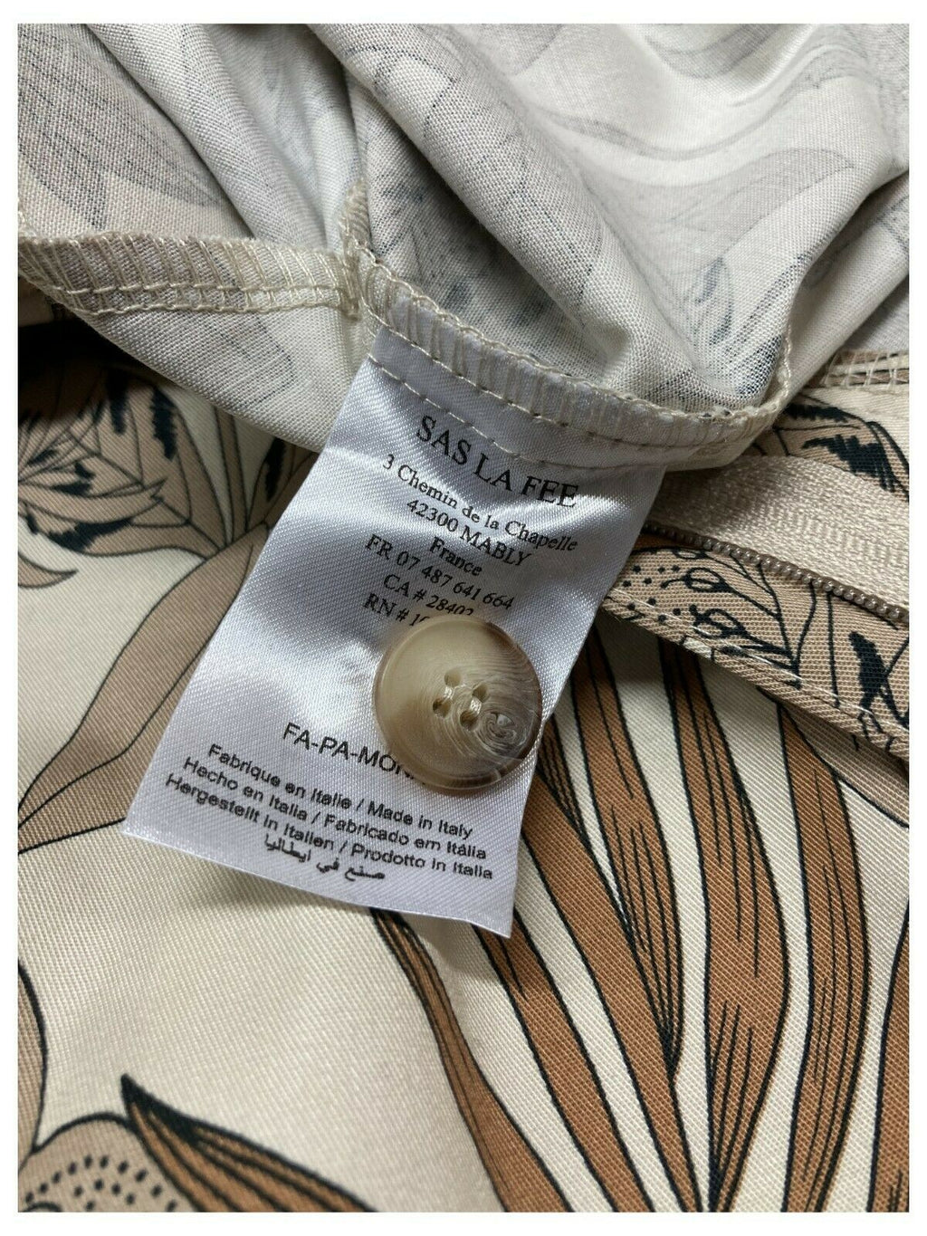 LA FEE MARABOUTEE pantalone donna fantasia floreale beige/cuoio art FA-PA-MONA 97% cotone 3% elastan MADE IN ITALY