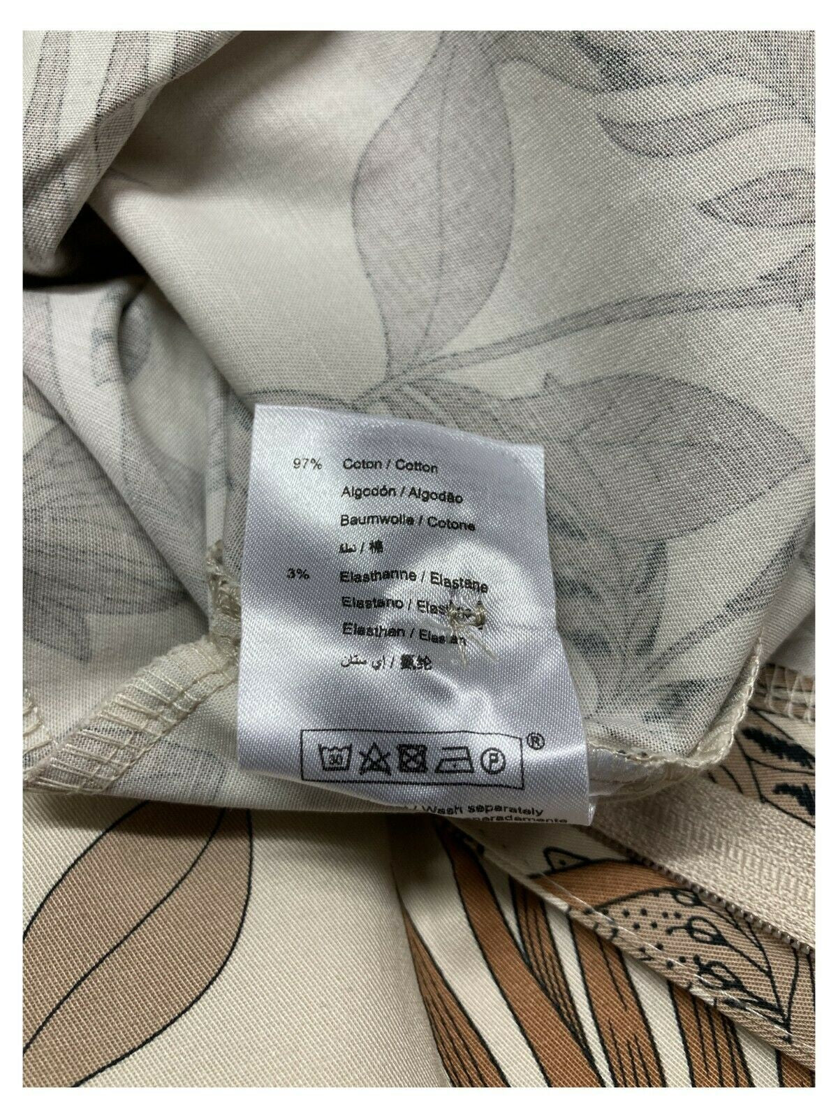 LA FEE MARABOUTEE pantalone donna fantasia floreale beige/cuoio art FA-PA-MONA 97% cotone 3% elastan MADE IN ITALY