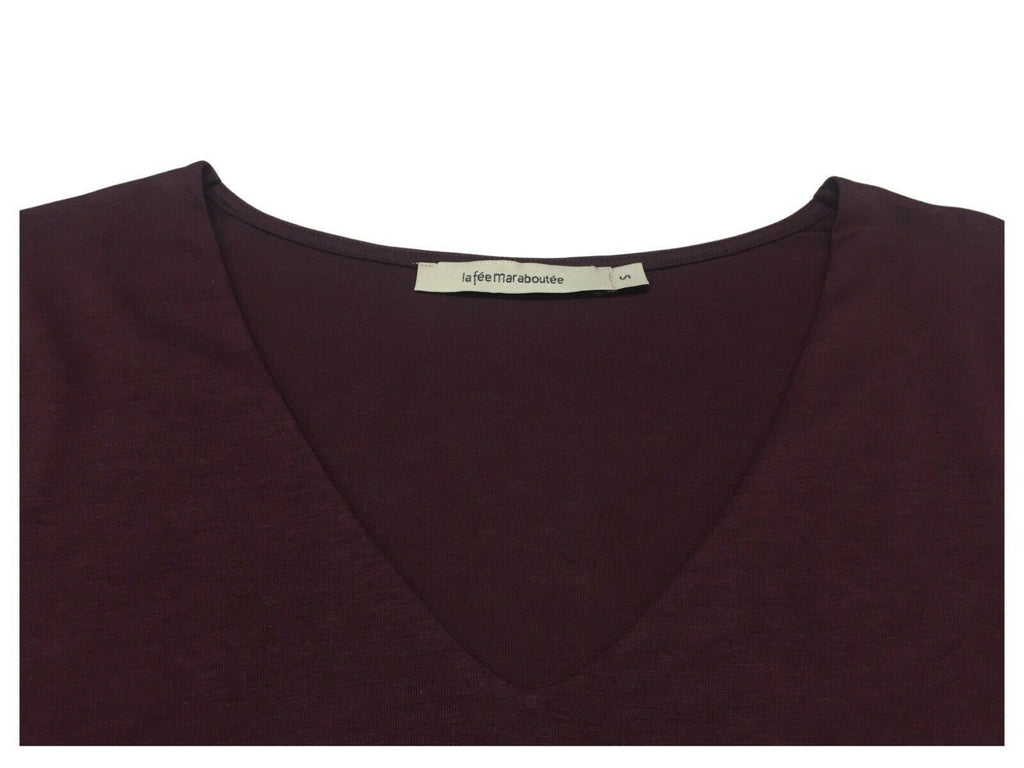 LA FEE MARABOUTEE t-shirt donna manica lunga collo a v  art FB-TS-CANIL MADE IN PORTUGAL