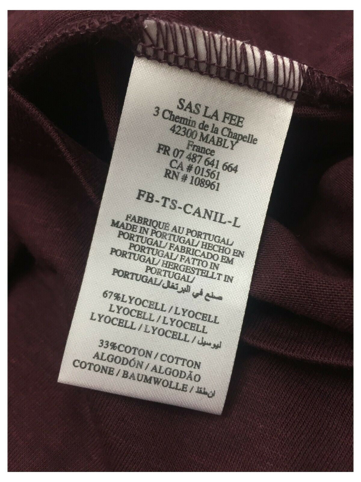 LA FEE MARABOUTEE t-shirt donna manica lunga collo a v  art FB-TS-CANIL MADE IN PORTUGAL