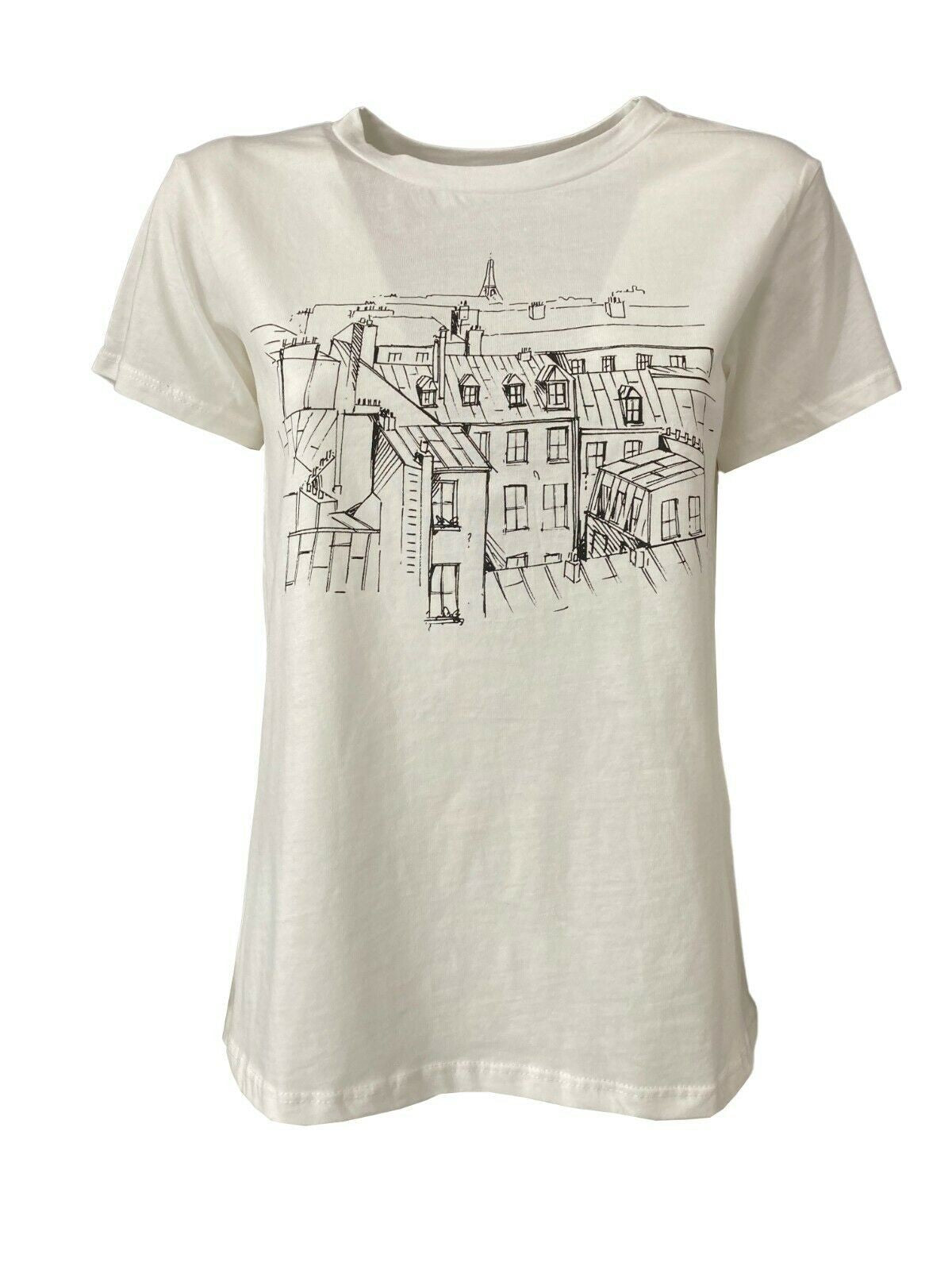 HUMILITY 1949 t-shirt donna mezza manica bianca stampa nero art HB-TS-MILDRED 100% cotone MADE IN ITALY