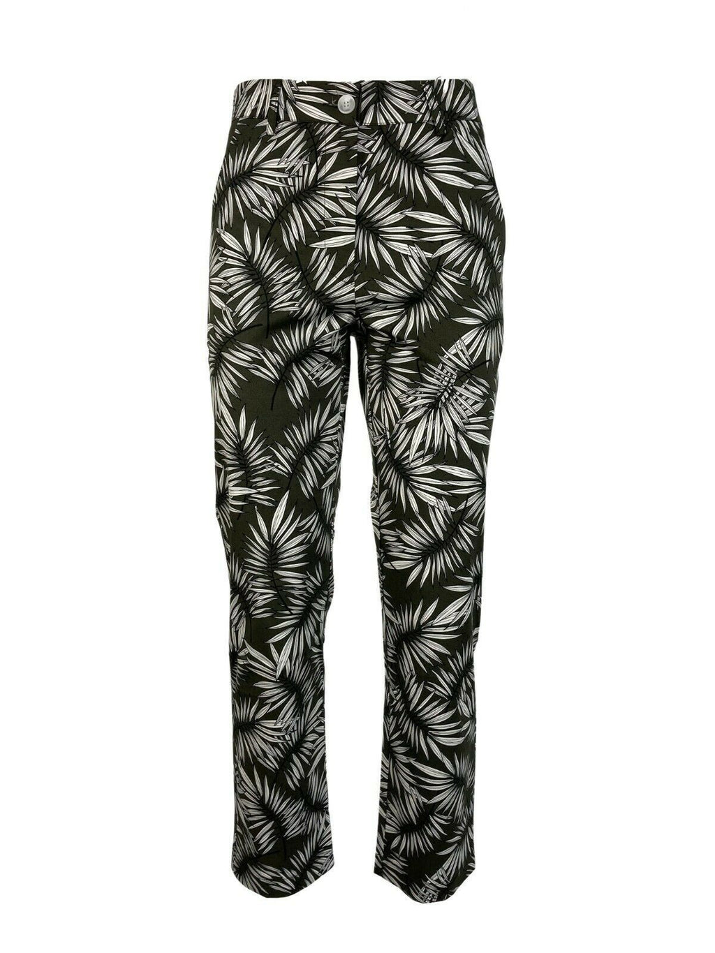 LA FEE MARABOUTEE pantalone donna fantasia foglie militare/bianco/nero art FA-PA-MICHELE MADE IN ITALY