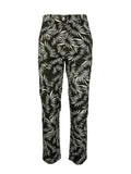 LA FEE MARABOUTEE pantalone donna fantasia foglie militare/bianco/nero art FA-PA-MICHELE MADE IN ITALY
