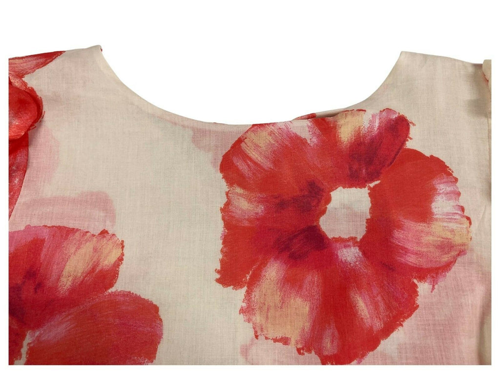 LIVIANA CONTI blusa donna fantasia floreale écru/corallo L2SU60 MADE IN ITALY