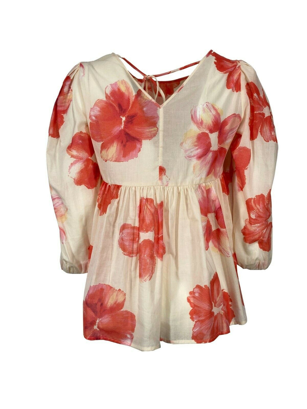 LIVIANA CONTI blusa donna fantasia floreale écru/corallo L2SU60 MADE IN ITALY
