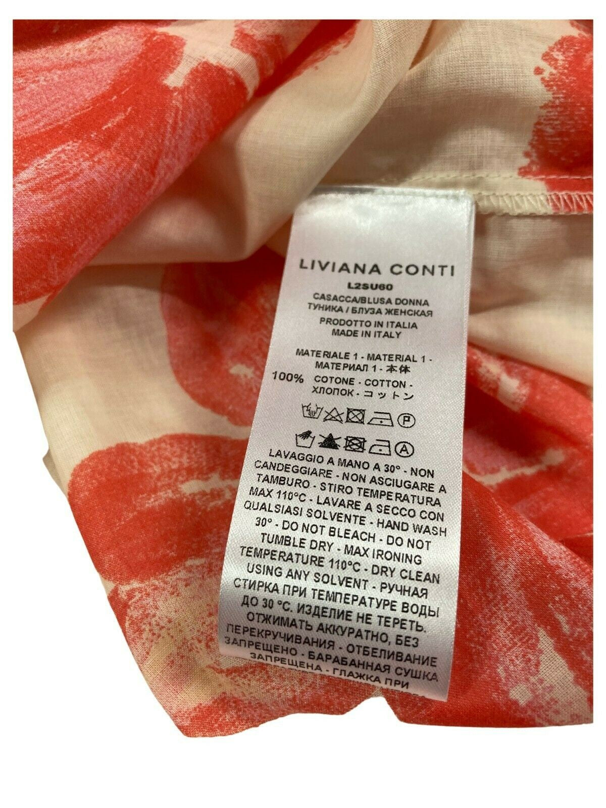 LIVIANA CONTI blusa donna fantasia floreale écru/corallo L2SU60 MADE IN ITALY
