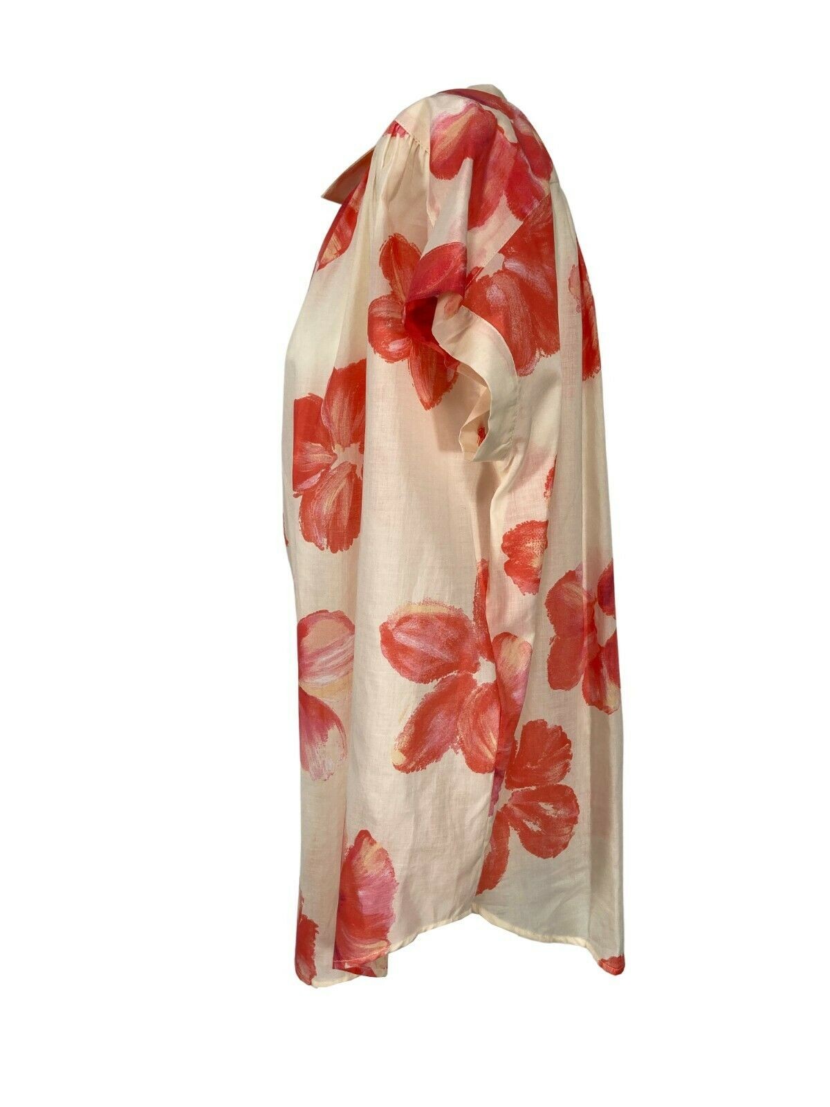 LIVIANA CONTI blusa donna over fantasia floreale écru/corallo art L2SU65 100% cotone MADE IN ITALY