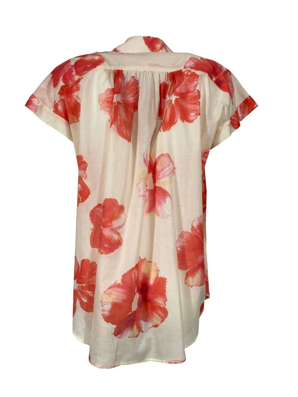 LIVIANA CONTI blusa donna over fantasia floreale écru/corallo art L2SU65 100% cotone MADE IN ITALY