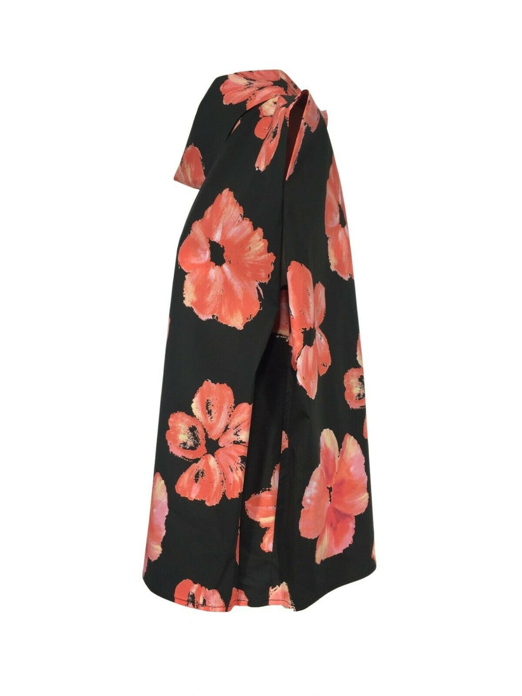 LIVIANA CONTI blusa donna nero fantasia fiori corallo over art L2SU35 cotone MADE IN ITALY