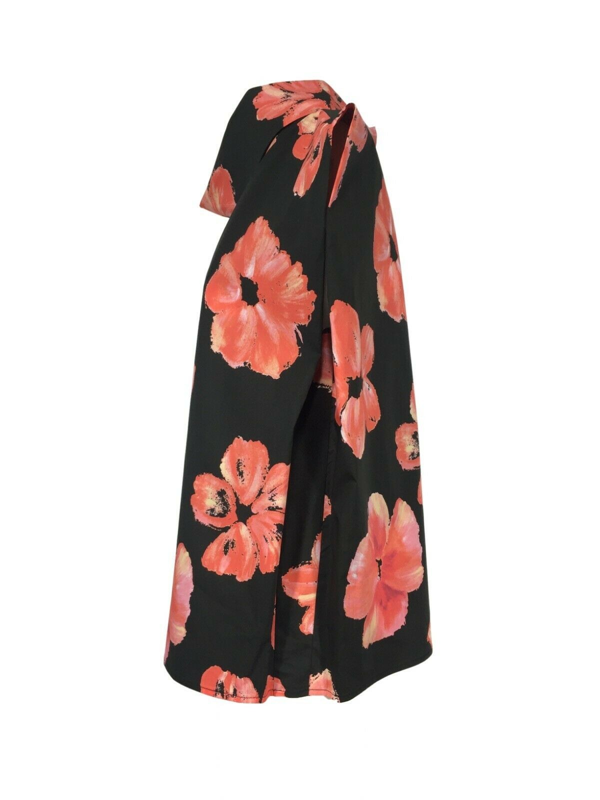 LIVIANA CONTI blusa donna nero fantasia fiori corallo over art L2SU35 cotone MADE IN ITALY