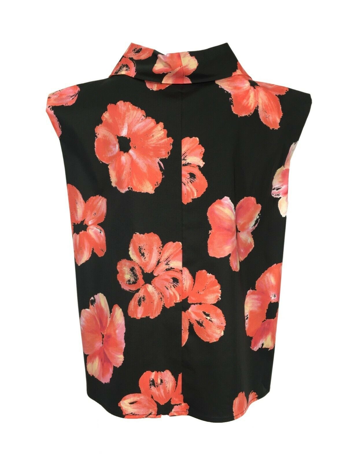 LIVIANA CONTI blusa donna nero fantasia fiori corallo over art L2SU35 cotone MADE IN ITALY