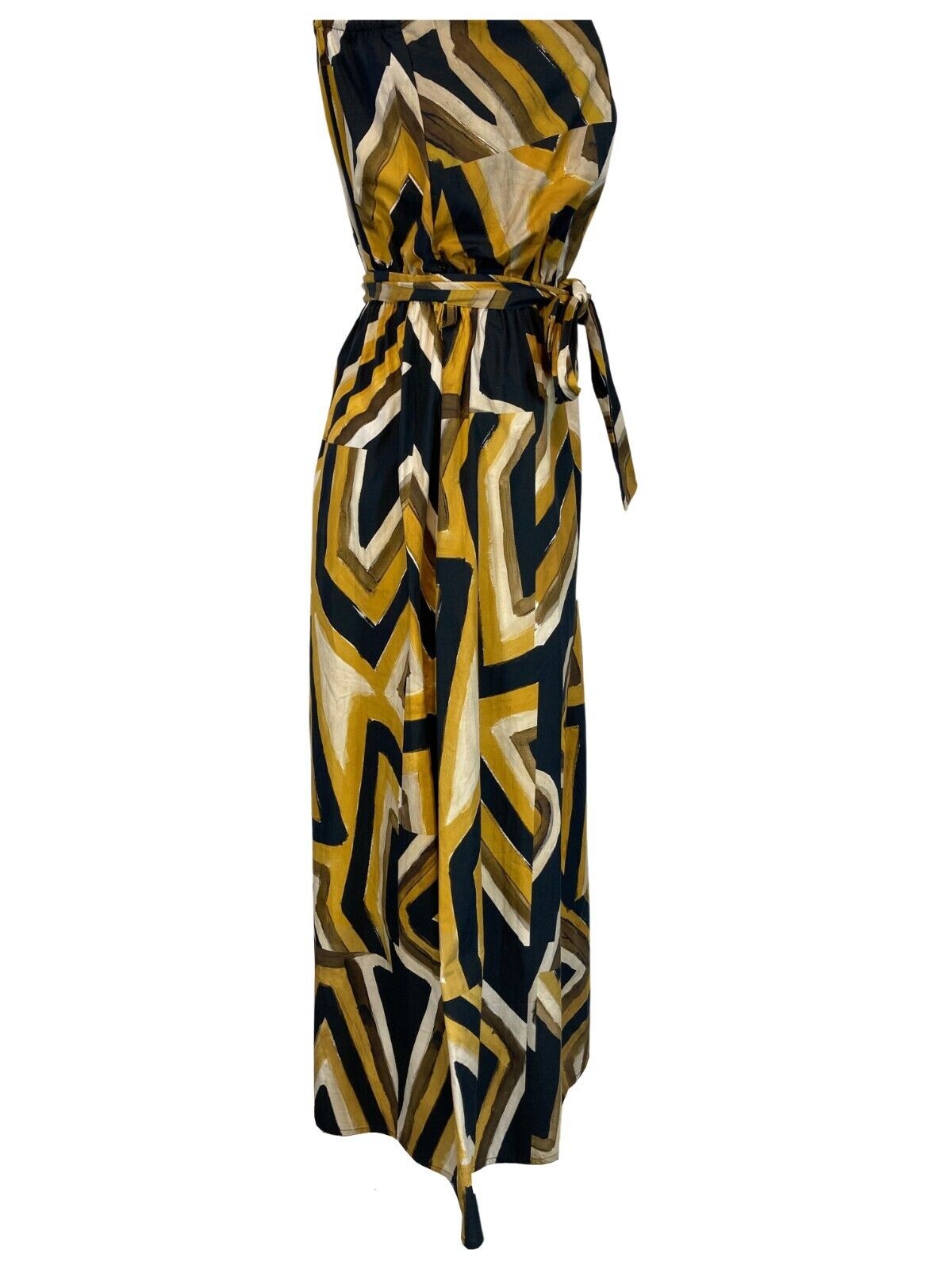 LA FEE MARABOUTEE abito donna fantasia senape/ocra/nero art FA-RO-LAURICE 100% cotone MADE IN ITALY