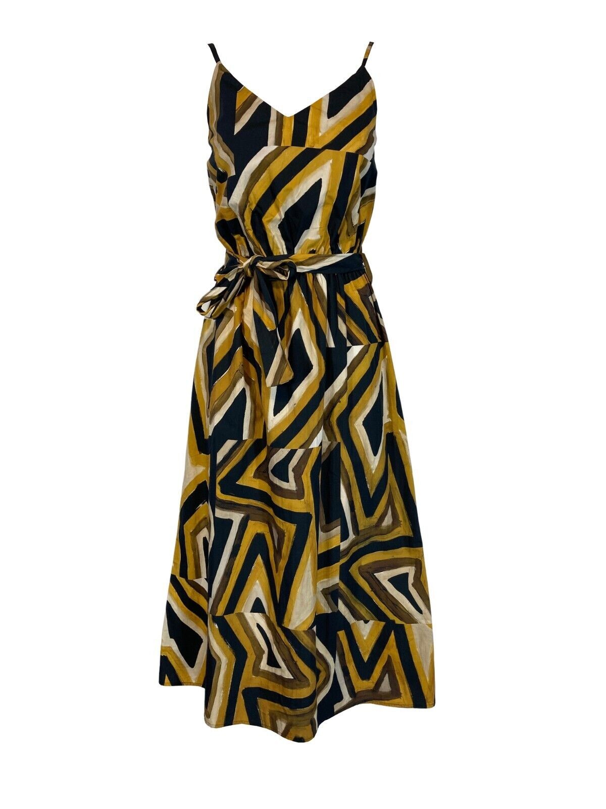 LA FEE MARABOUTEE abito donna fantasia senape/ocra/nero art FA-RO-LAURICE 100% cotone MADE IN ITALY