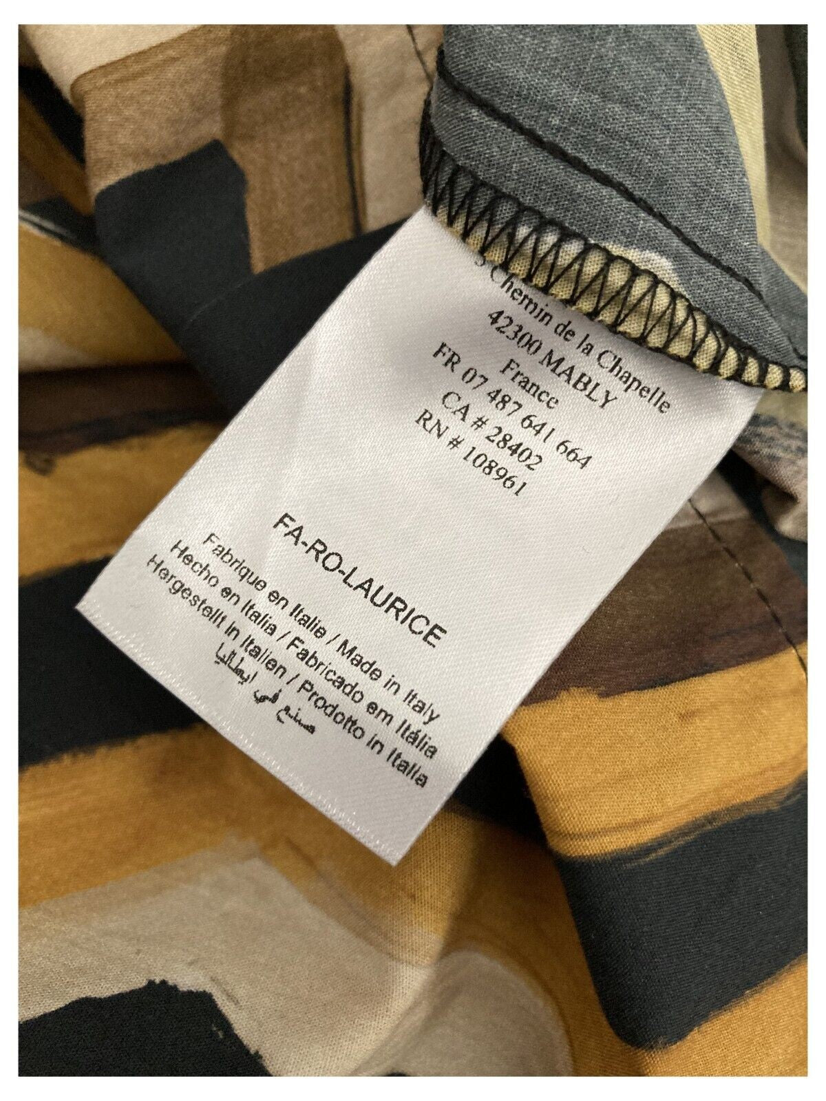 LA FEE MARABOUTEE abito donna fantasia senape/ocra/nero art FA-RO-LAURICE 100% cotone MADE IN ITALY