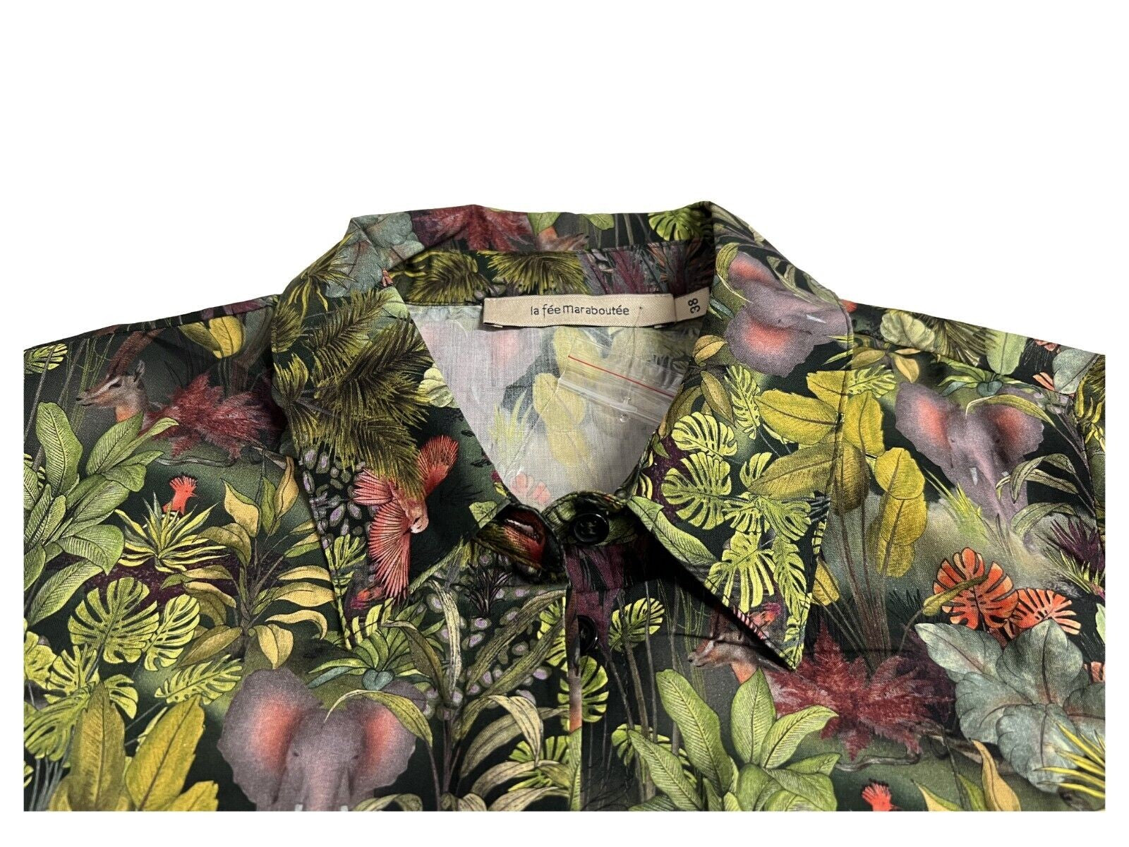 LA FEE MARABOUTEE camicia donna fantasia jungle verde art FD-CH-PURSIA 100% cotone