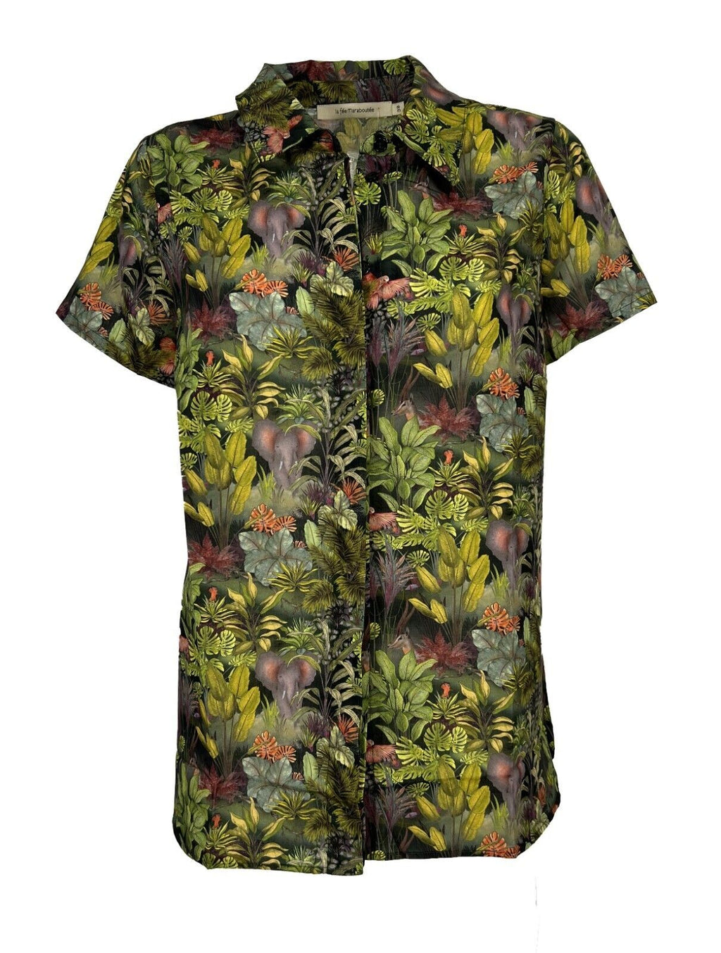 LA FEE MARABOUTEE camicia donna fantasia jungle verde art FD-CH-PURSIA 100% cotone