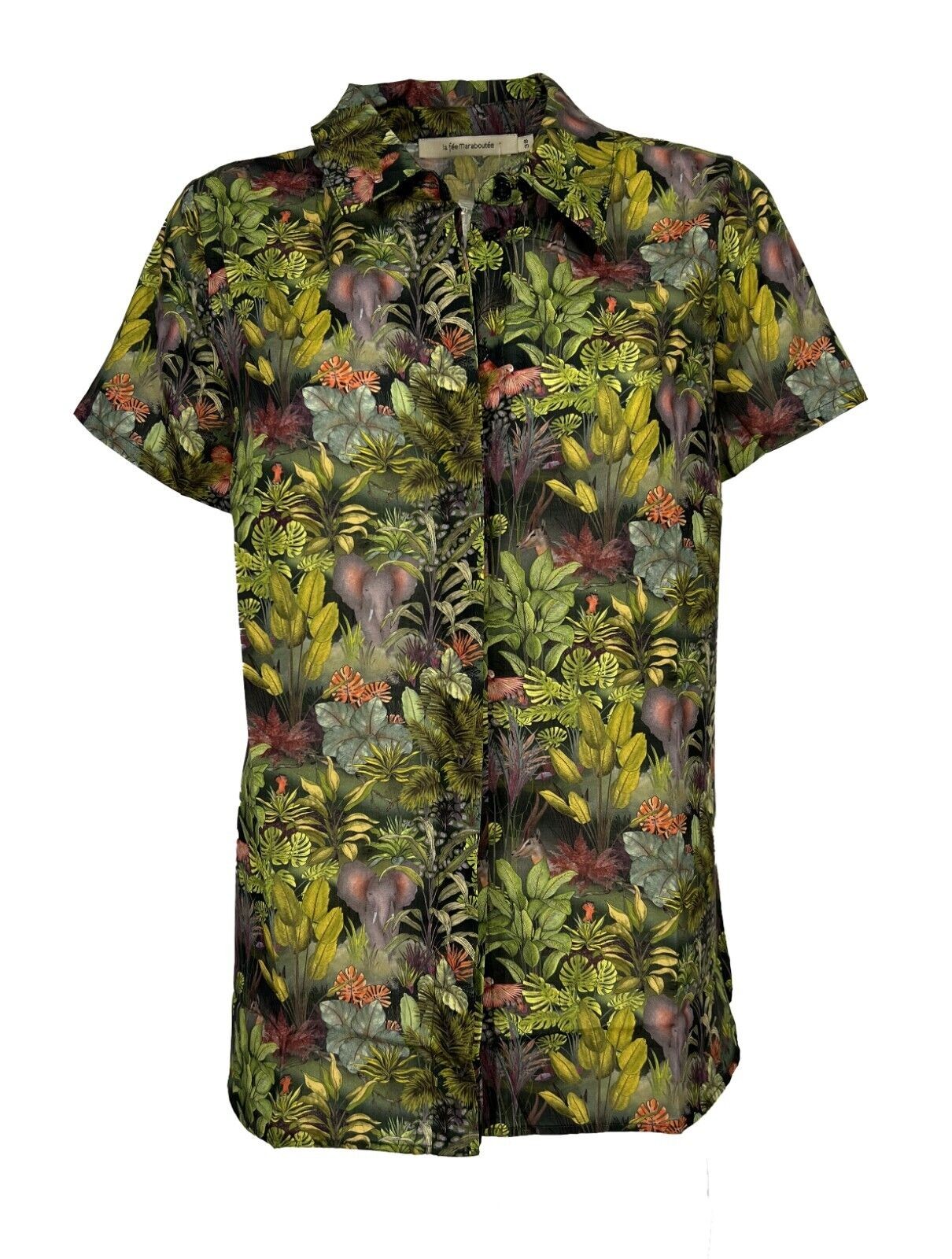 LA FEE MARABOUTEE camicia donna fantasia jungle verde art FD-CH-PURSIA 100% cotone