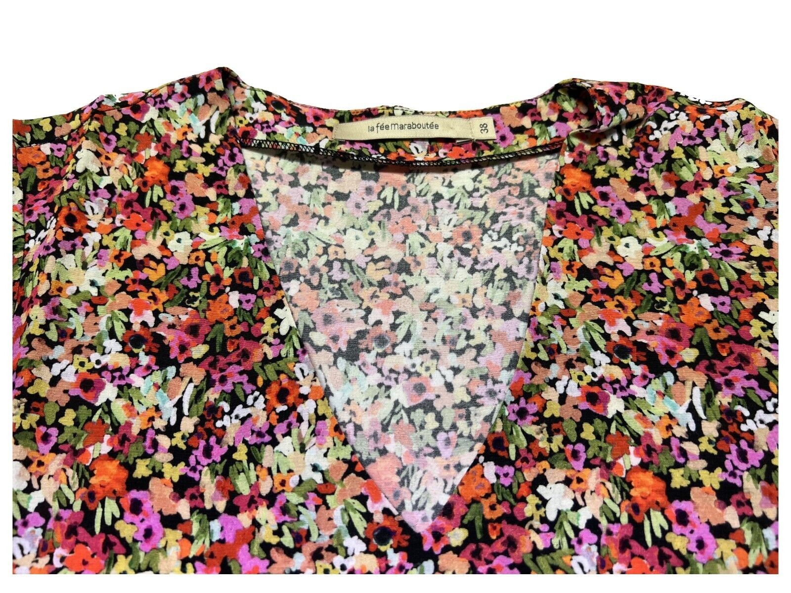 LA FEE MARABOUTEE blusa donna fantasia fiori multicolor art FD-TO-POMI-E 100% viscosa