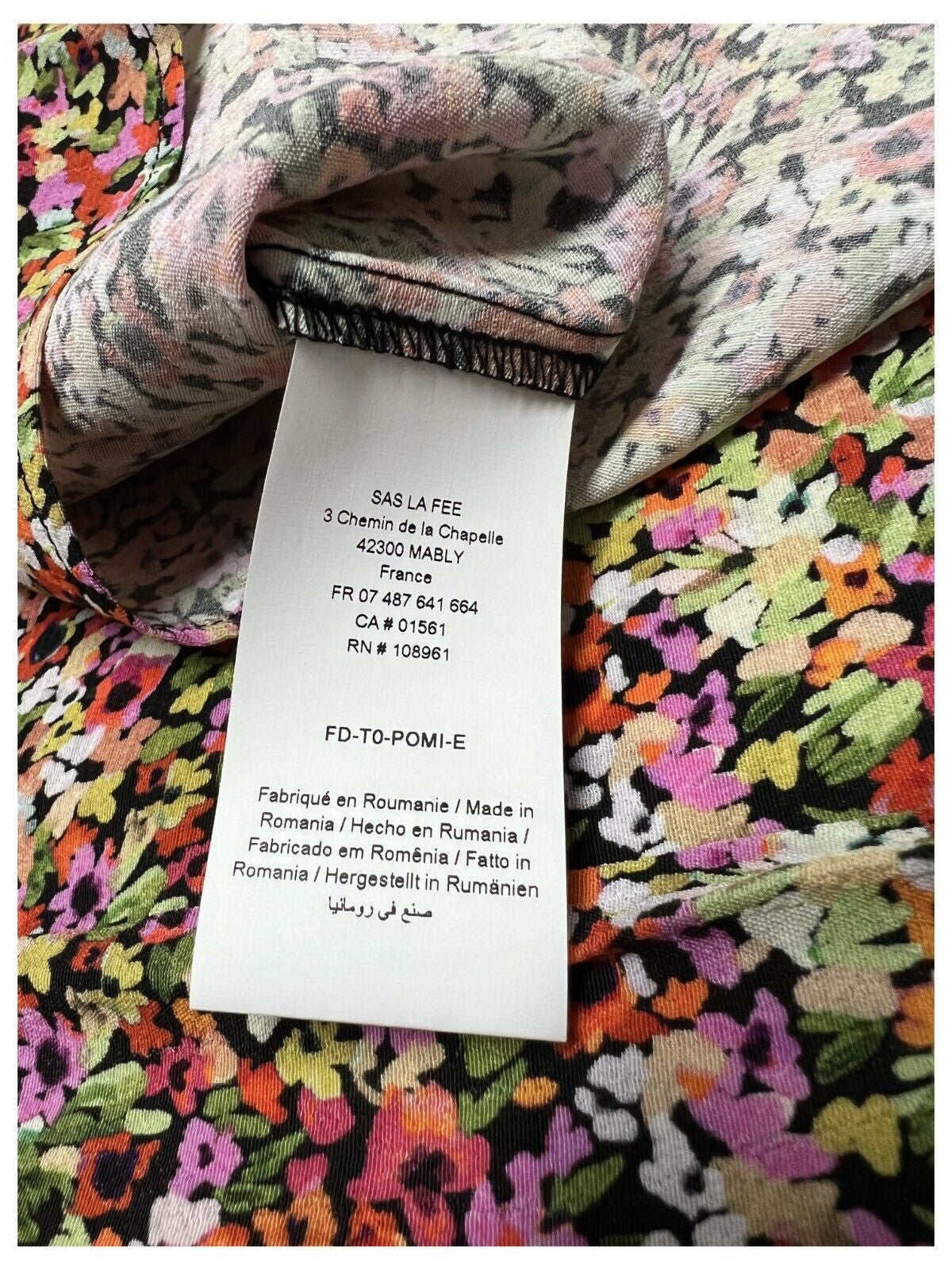 LA FEE MARABOUTEE blusa donna fantasia fiori multicolor art FD-TO-POMI-E 100% viscosa