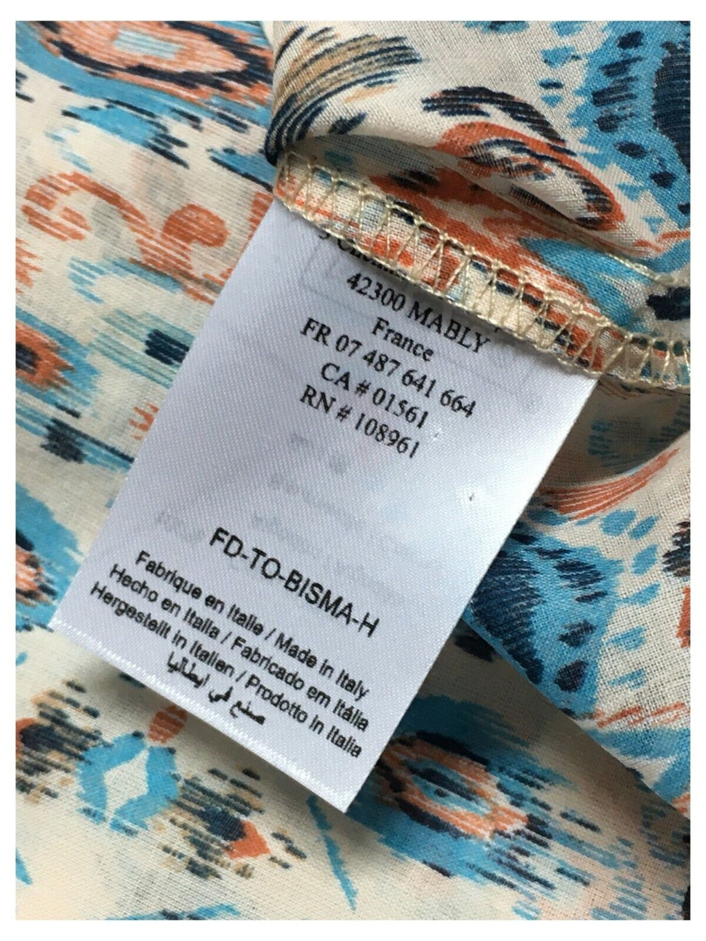 LA FEE MARABOUTEE blusa donna cotone leggero turchese/arancio art FD-TO-BISMA-H 100% cotone MADE IN ITALY