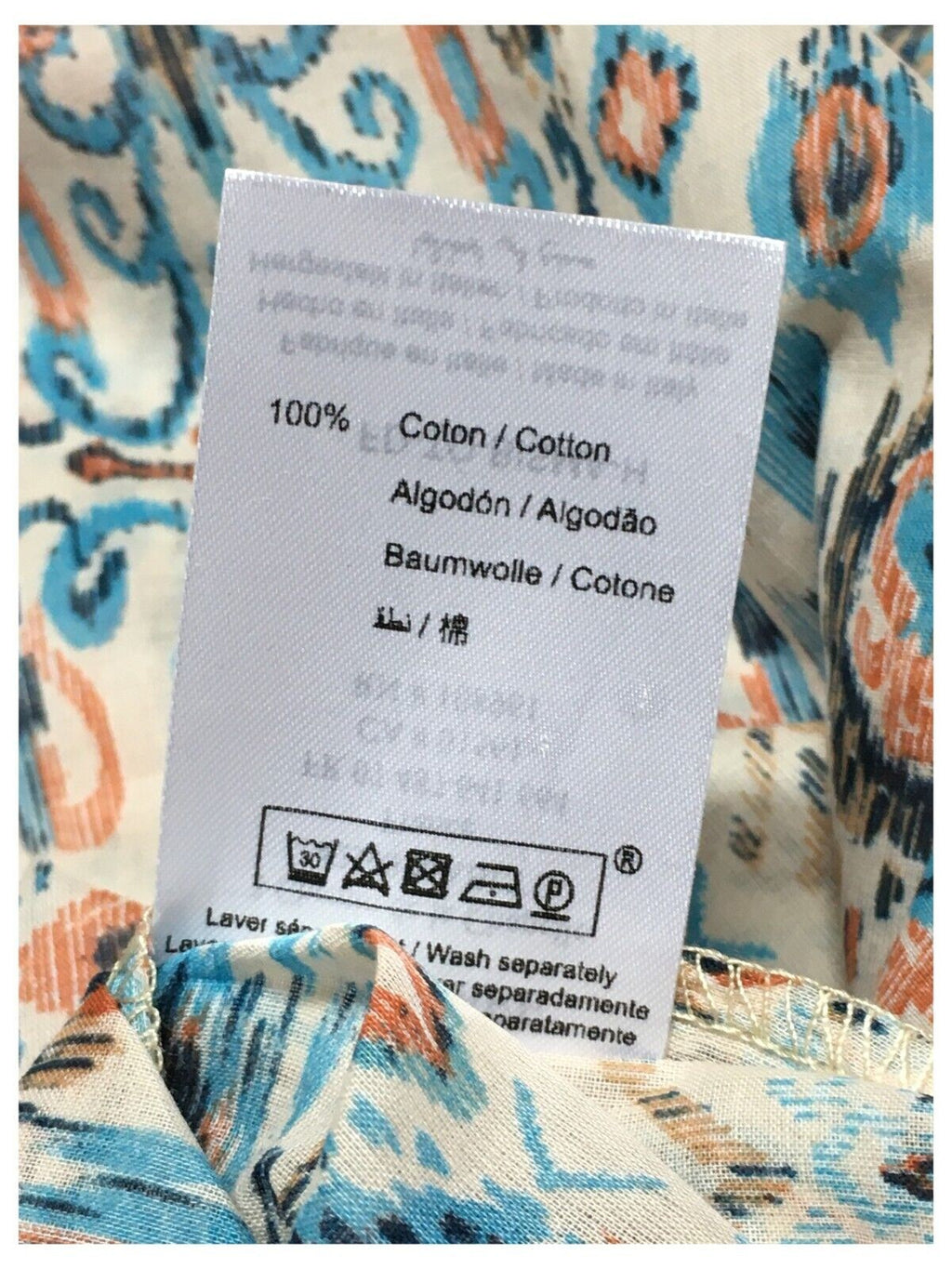 LA FEE MARABOUTEE blusa donna cotone leggero turchese/arancio art FD-TO-BISMA-H 100% cotone MADE IN ITALY