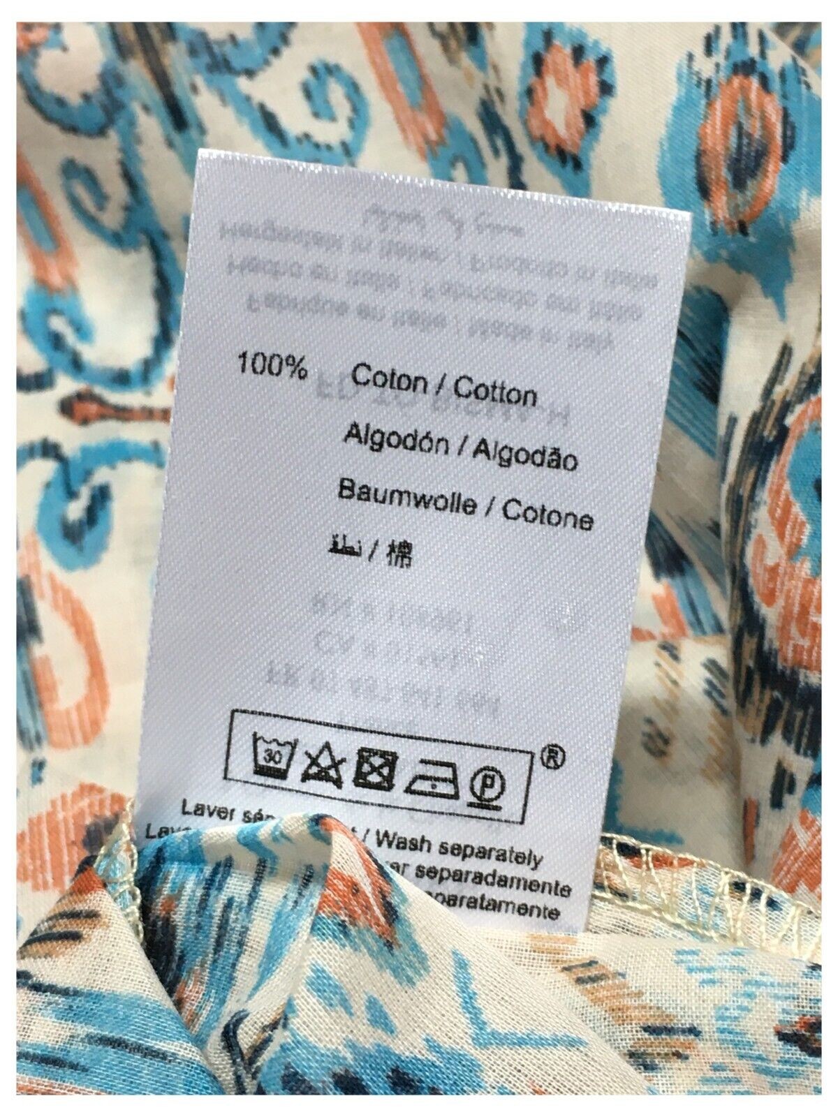 LA FEE MARABOUTEE blusa donna cotone leggero turchese/arancio art FD-TO-BISMA-H 100% cotone MADE IN ITALY