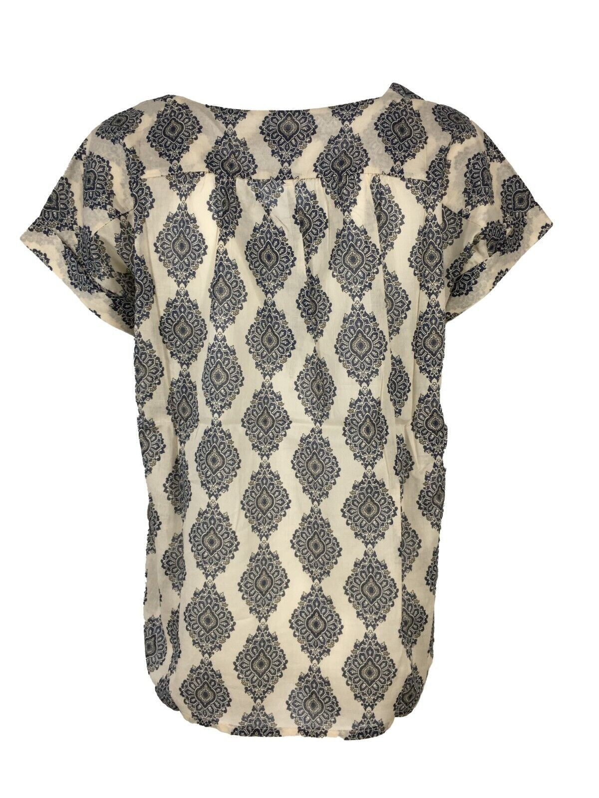 LA FEE MARABOUTEE blusa donna cotone leggero svasata avorio/blu FD-TO-BENNY-Y 100% cotone MADE IN ITALY