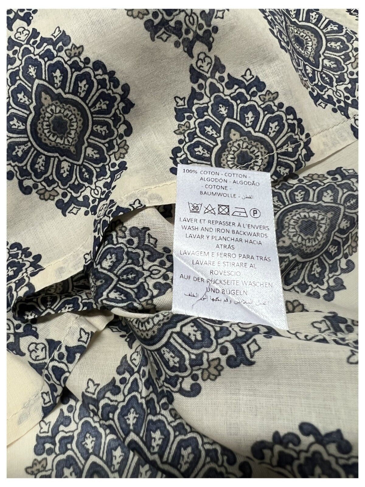 LA FEE MARABOUTEE blusa donna cotone leggero svasata avorio/blu FD-TO-BENNY-Y 100% cotone MADE IN ITALY