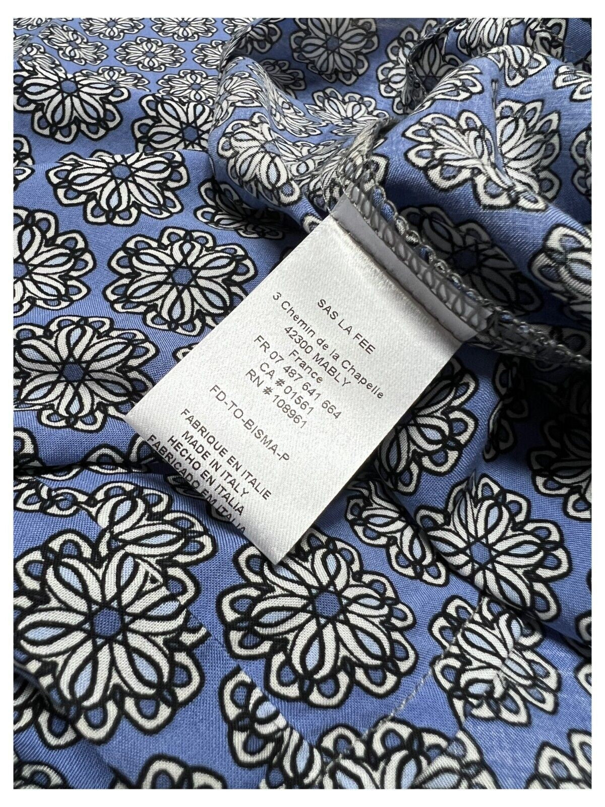 LA FEE MARABOUTEE blusa donna cotone leggero celeste/blu art FD-TO-BISMA-H 100% cotone MADE IN ITALY