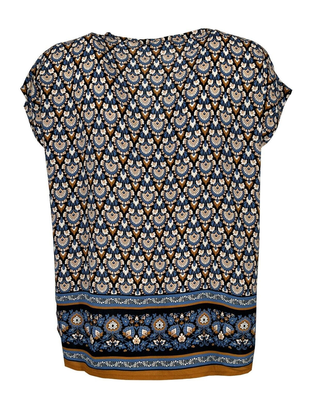 LA FEE MARABOUTEE blusa donna celeste/arancio art FD-TO-LAMIYA-T 100% viscosa MADE IN ITALY