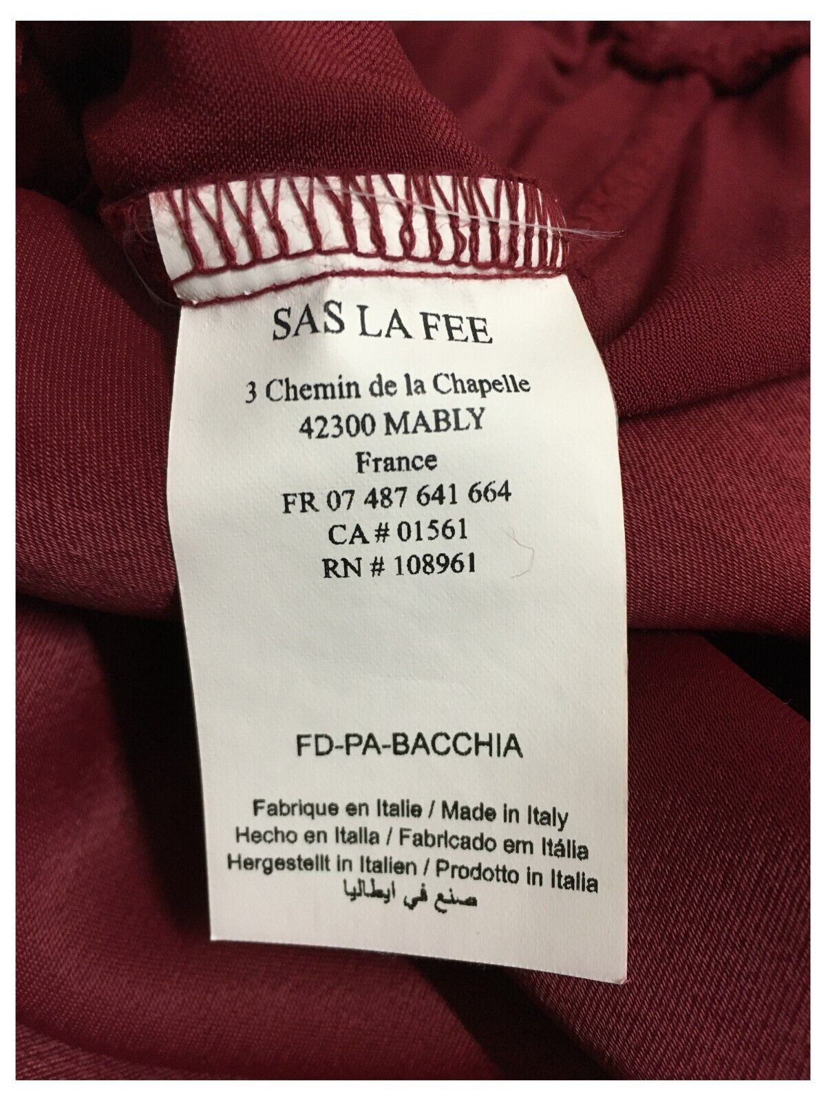 LA FEE MARABOUTEE pantalone donna palazzo bordeaux FD-PA-BACCHIA 100% viscosa MADE IN ITALY