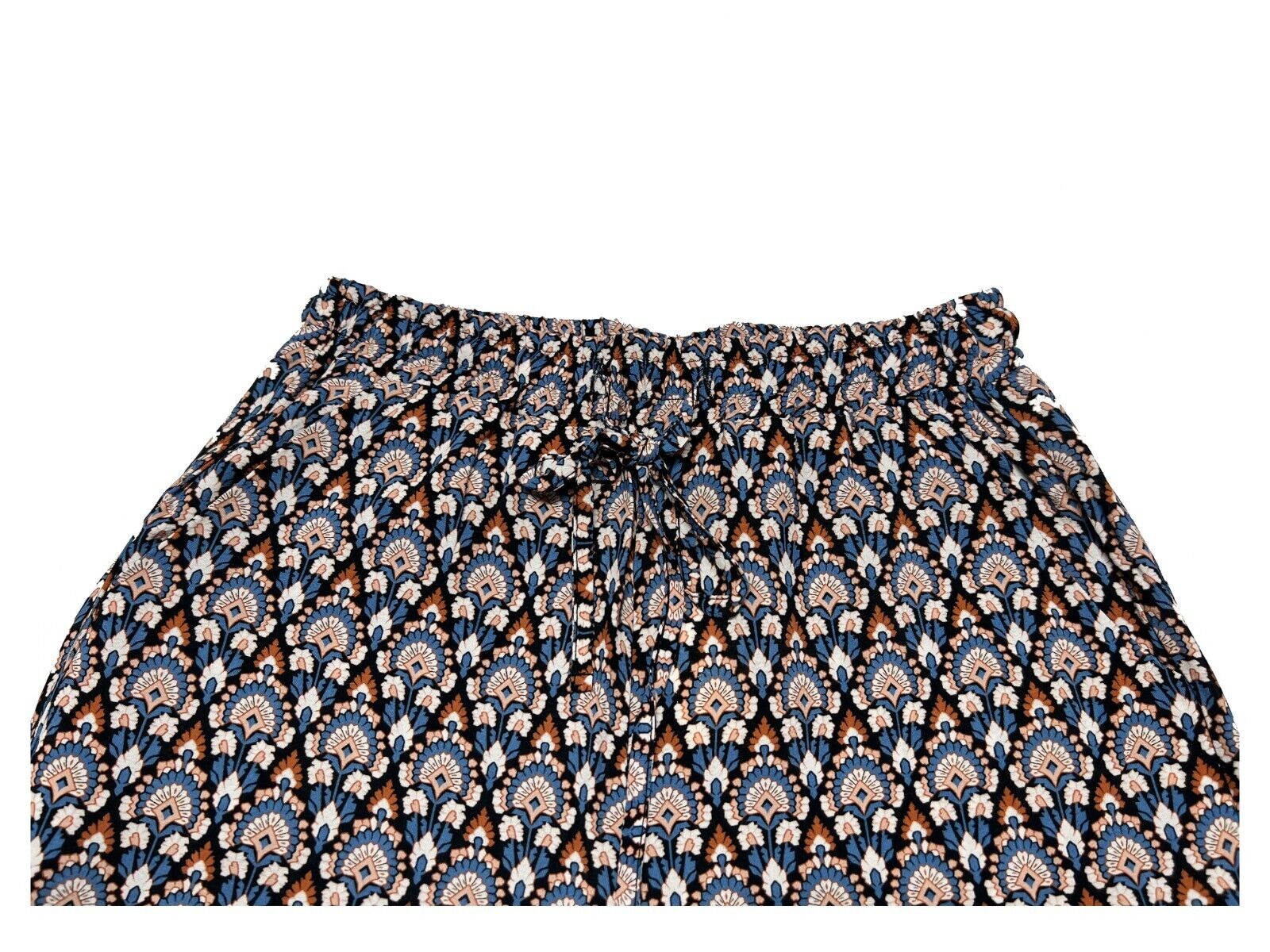 LA FEE MARABOUTEE pantalone donna palazzo celeste/arancio FD-PA-BACCHIA -T 100% viscosa MADE IN ITALY