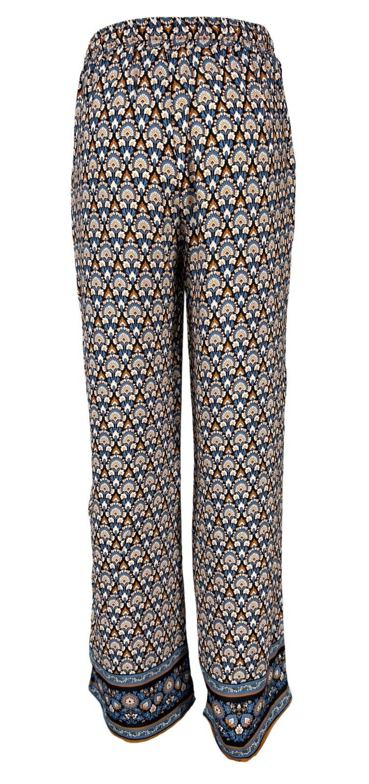 LA FEE MARABOUTEE pantalone donna palazzo celeste/arancio FD-PA-BACCHIA -T 100% viscosa MADE IN ITALY