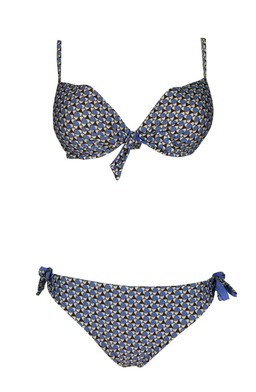 FEELING by JUSTMINE bikini donna push-up sky/brown  art B28296010 GEOFLOWER MADE IN ITALY