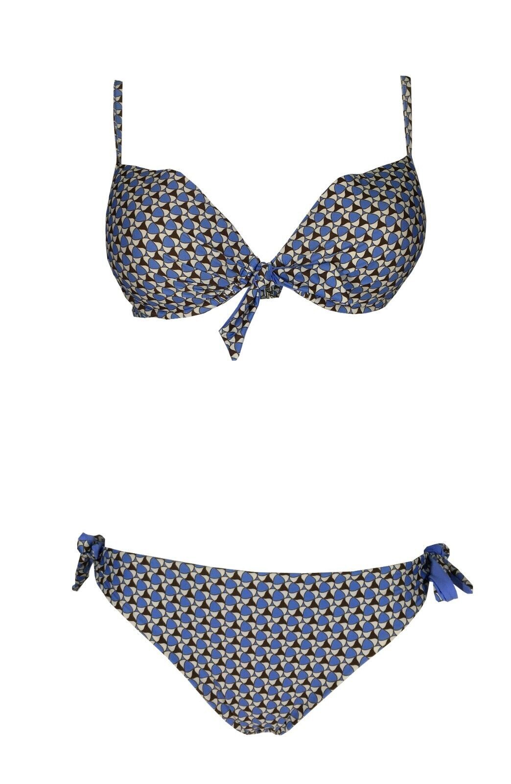 FEELING by JUSTMINE bikini donna push-up sky/brown  art B28296010 GEOFLOWER MADE IN ITALY