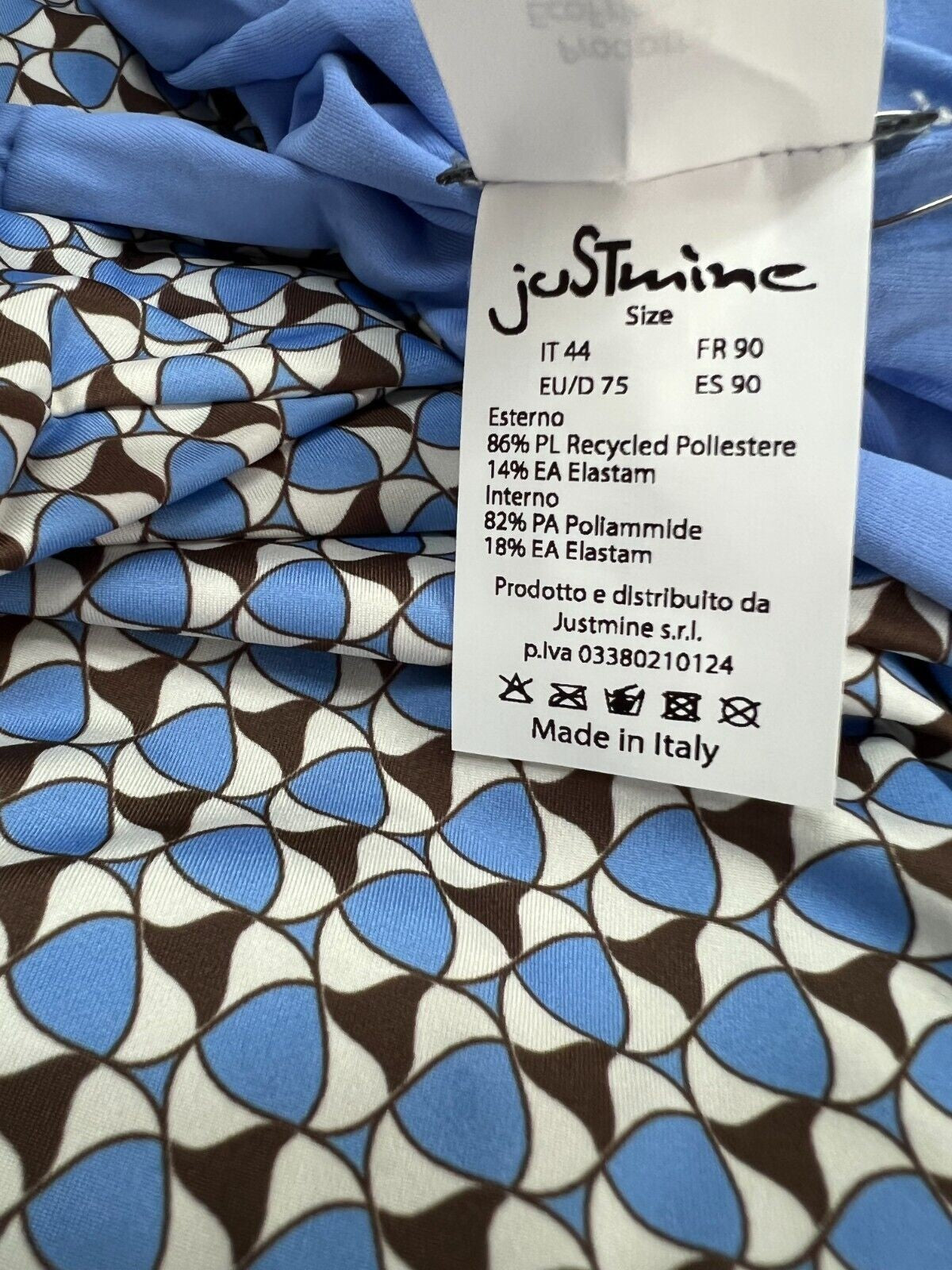 FEELING by JUSTMINE bikini donna push-up sky/brown  art B28296010 GEOFLOWER MADE IN ITALY