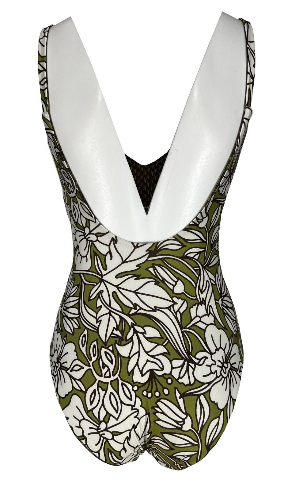 FEELING by JUSTMINE costume intero donna verde/marrone/panna A784C6008 HIBISCUS MADE IN ITALY