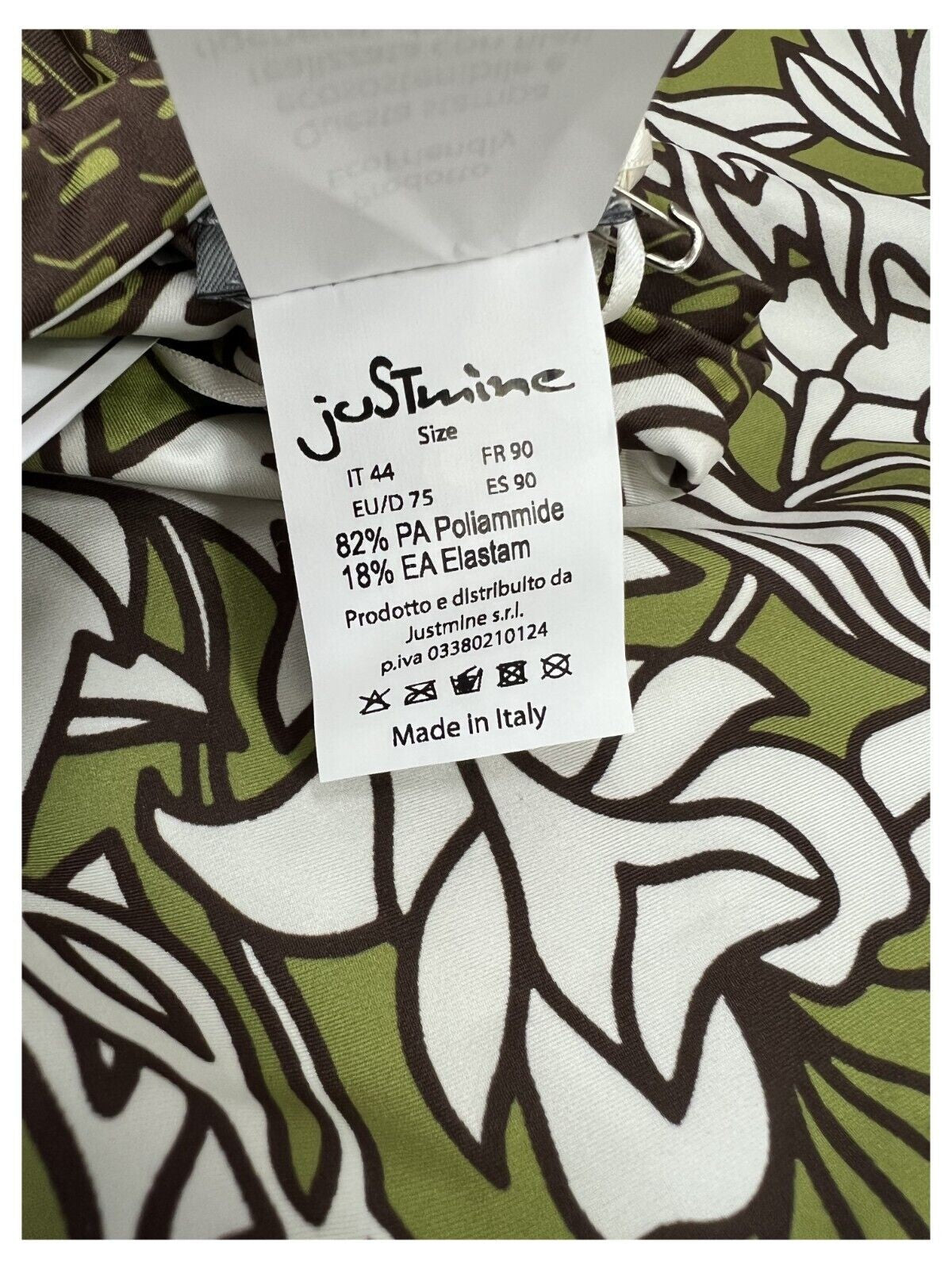 FEELING by JUSTMINE costume intero donna verde/marrone/panna A784C6008 HIBISCUS MADE IN ITALY