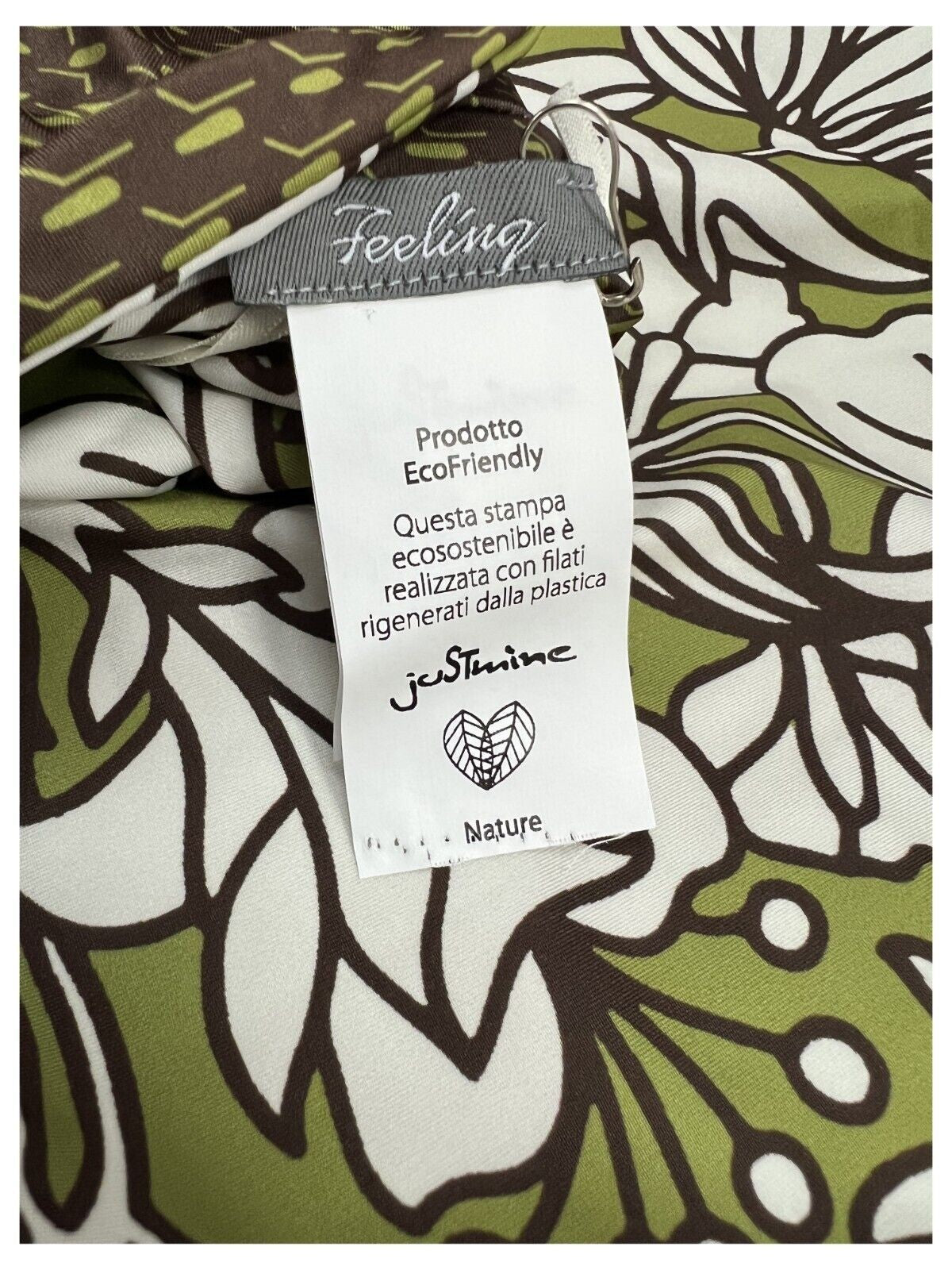 FEELING by JUSTMINE costume intero donna verde/marrone/panna A784C6008 HIBISCUS MADE IN ITALY