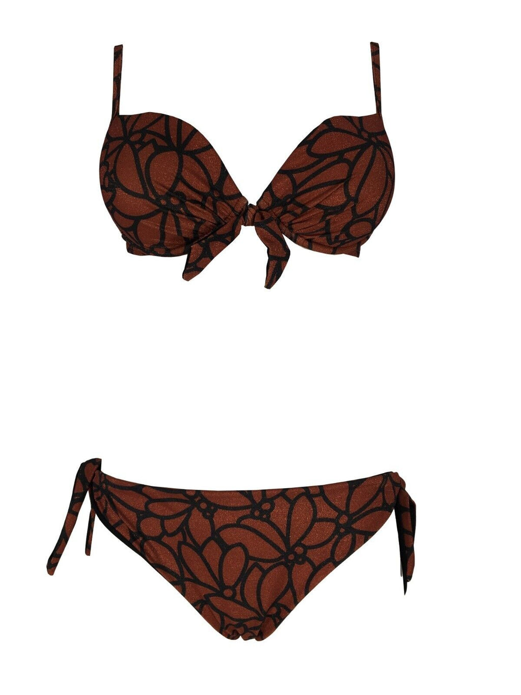 FEELING by JUSTMINE bikini donna push-up rust/black B28296000 LIBERTY SHINY MADE IN ITALY